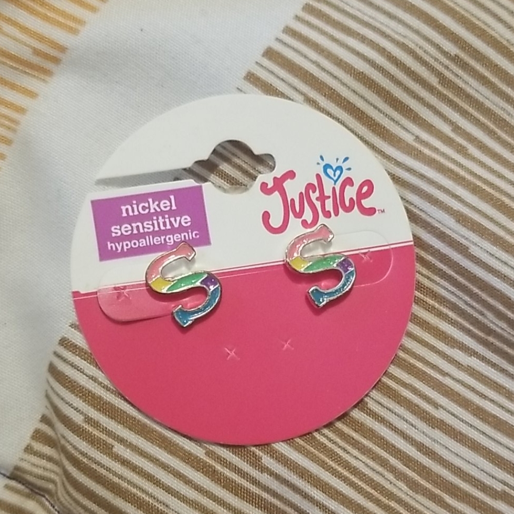 Justice Rainbow "S" Earring